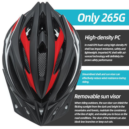 MTB Bicycle Helmet w/ LED Taillight & Sun Visor Adults Helmets VICTGOAL adultshelmets helmets