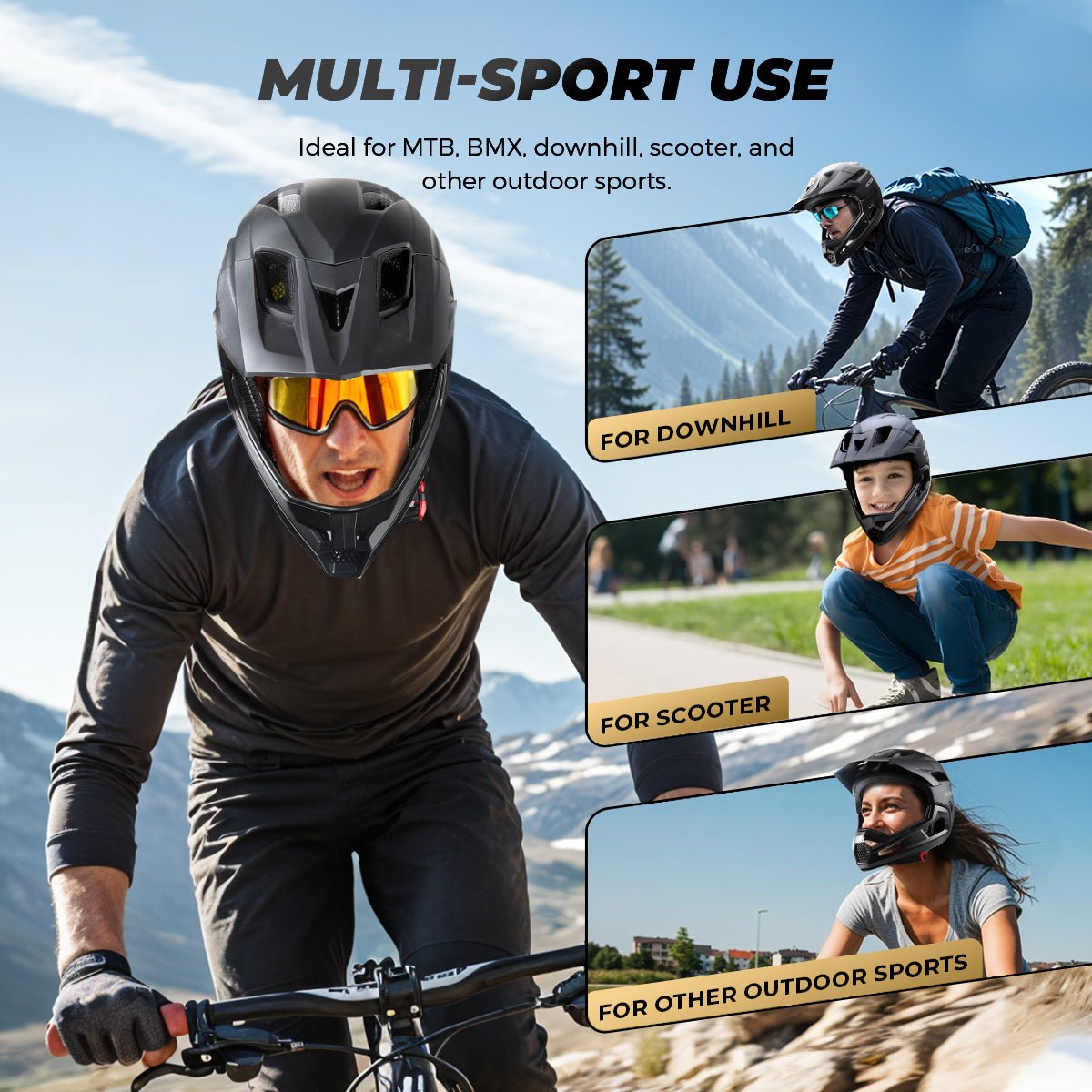 Adult BMX cycling helmet side view