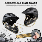 Full-face adult bike helmet with removable visor