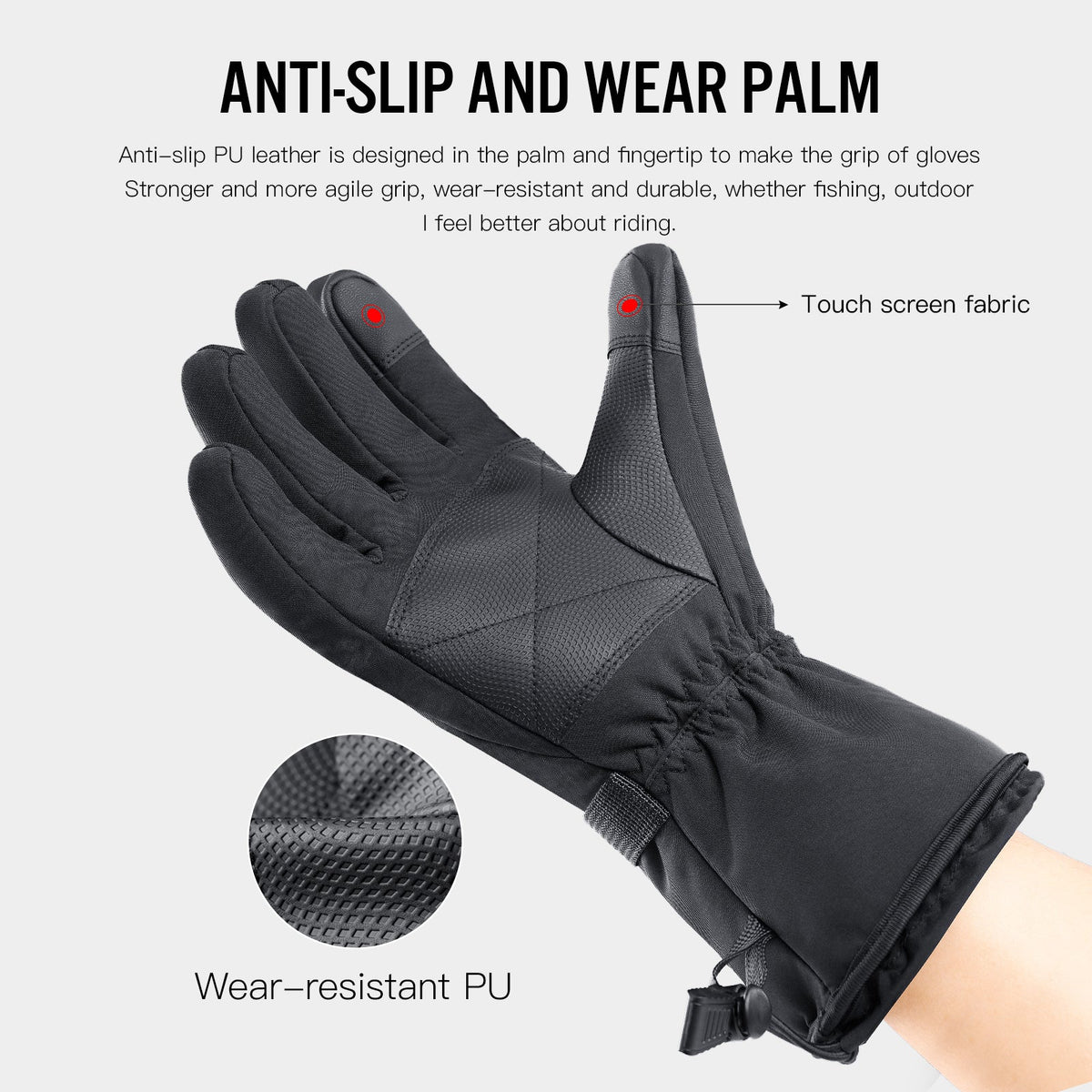 Warm rechargeable gloves for snow days and cold outdoor activity