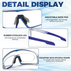 Cycling glasses adjustable nose pad and lens detail