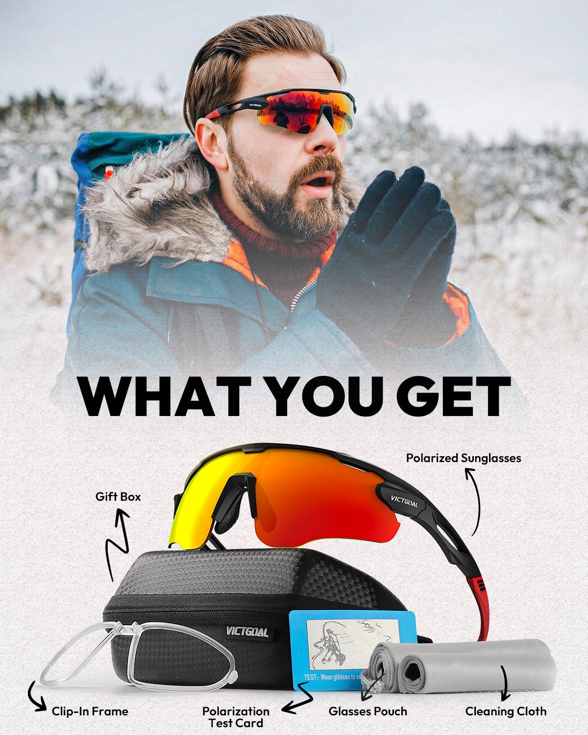Polarized Outdoor Sports Glasses for Men Women Sports Sunglases - Polarized VICTGOAL choice eyewears lens - polarized
