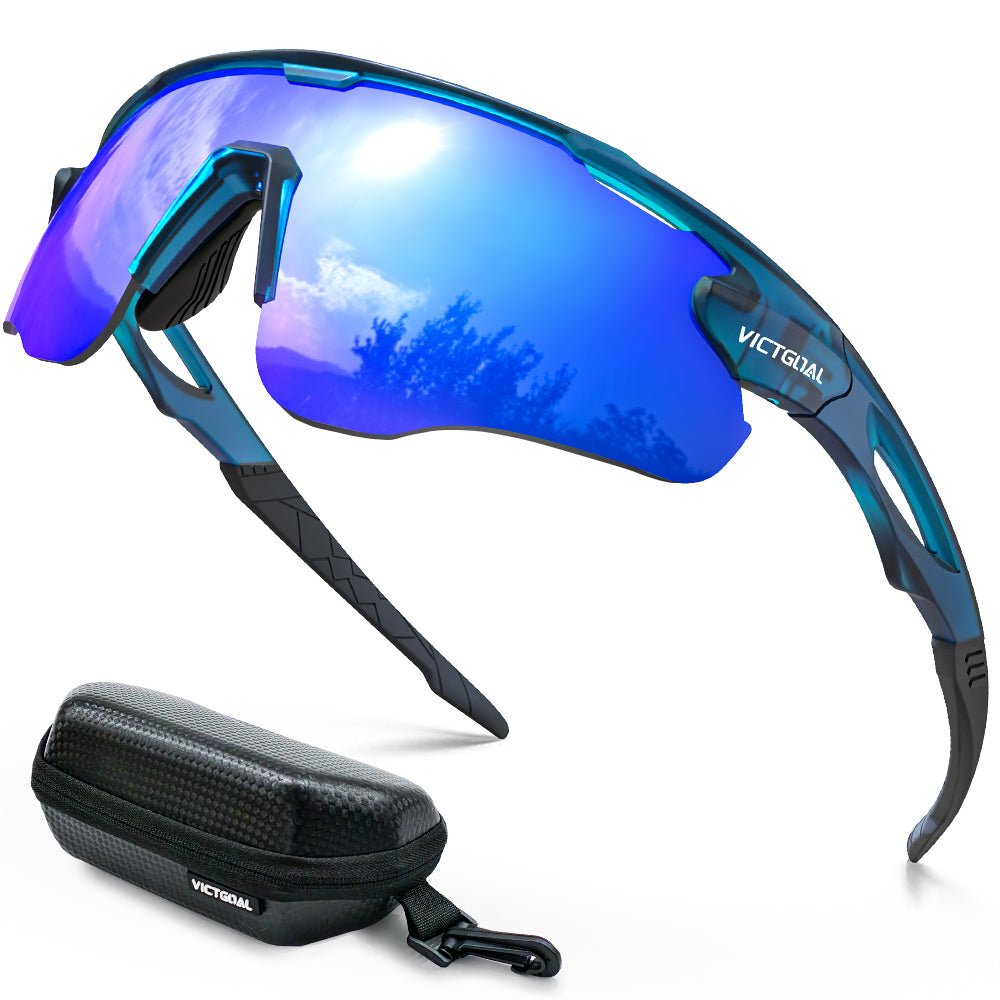 VA312 wrap-style sports glasses front and side view