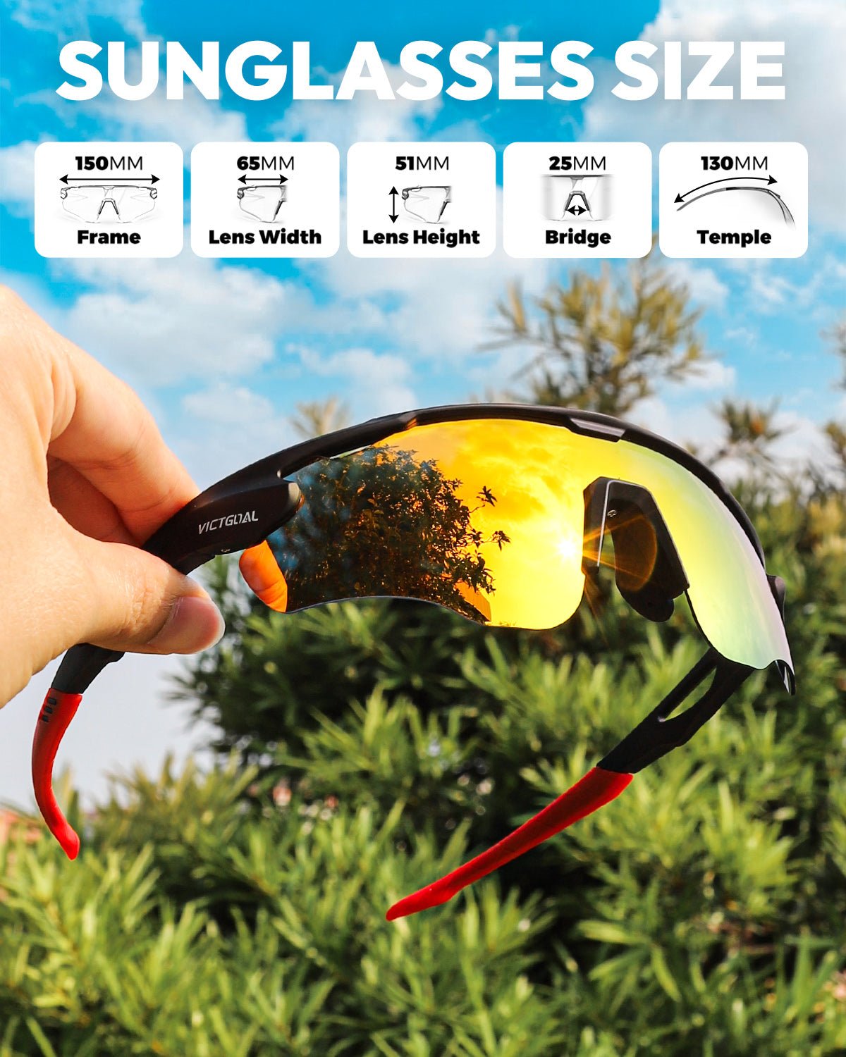 Polarized Outdoor Sports Glasses for Men Women Sports Sunglases - Polarized VICTGOAL choice eyewears lens - polarized