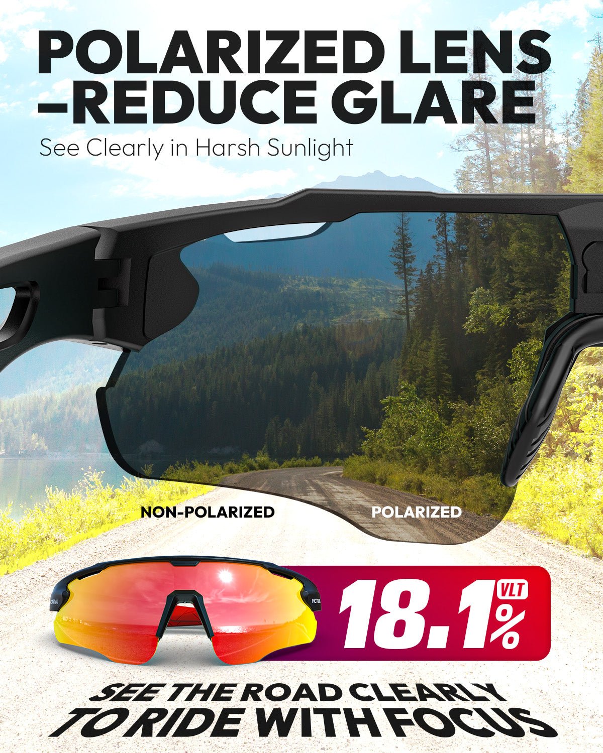 Polarized Outdoor Sports Glasses for Men Women Sports Sunglases - Polarized VICTGOAL choice eyewears lens - polarized