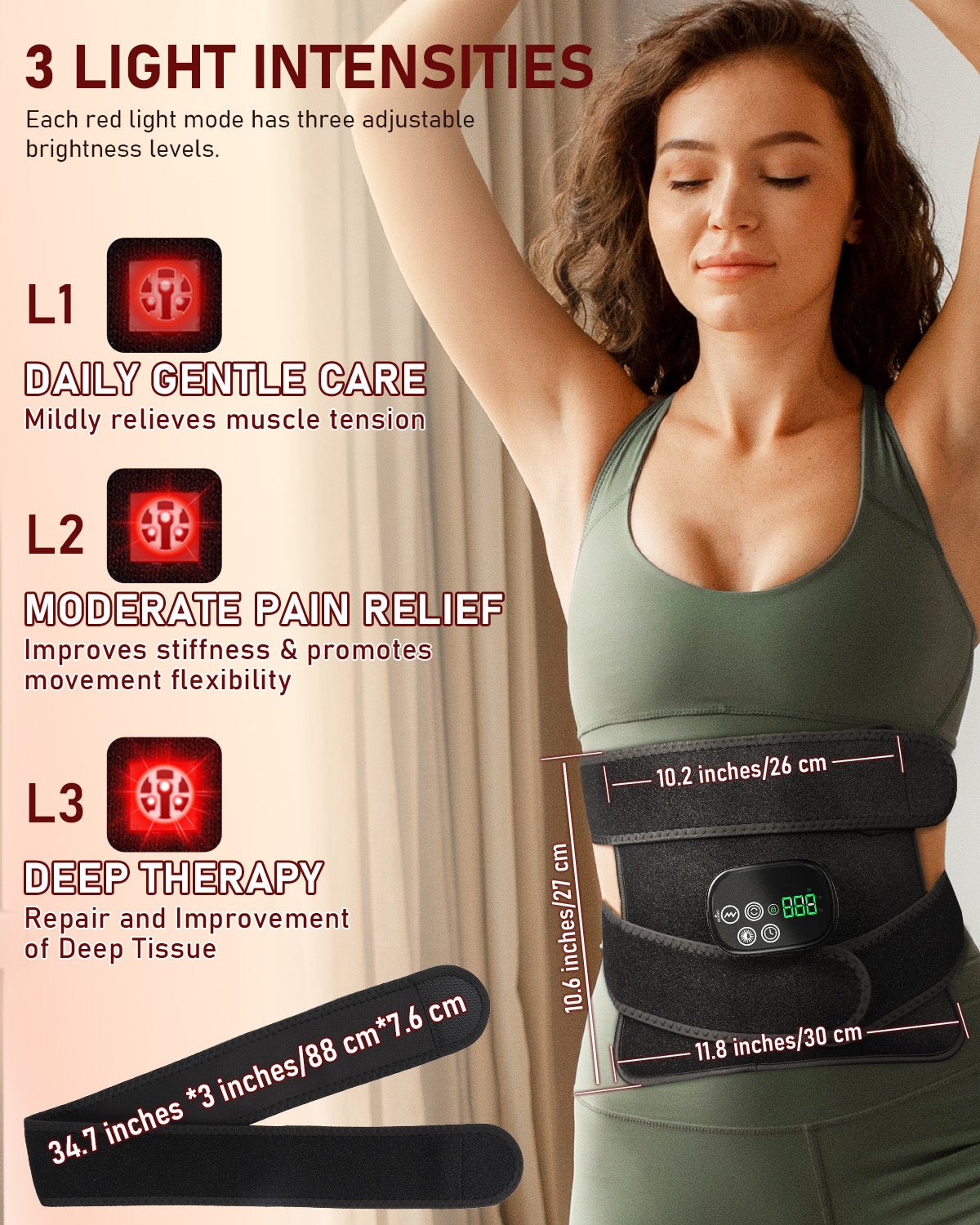 Red Light Therapy for Body Massager Belt with Vibration Massage VICTGOAL rehabilitation therapy