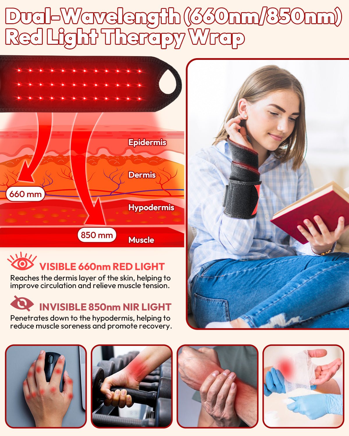 Red Light Therapy Wrap for Body Hands therapy VICTGOAL rehabilitation therapy