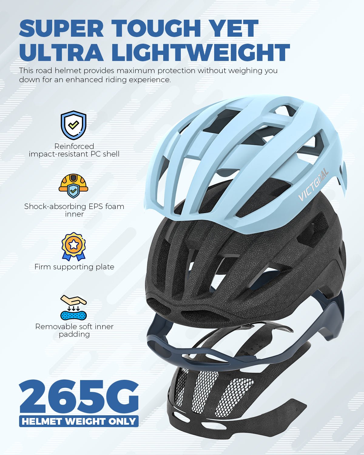 Bike helmet for men and women with rear visibility light