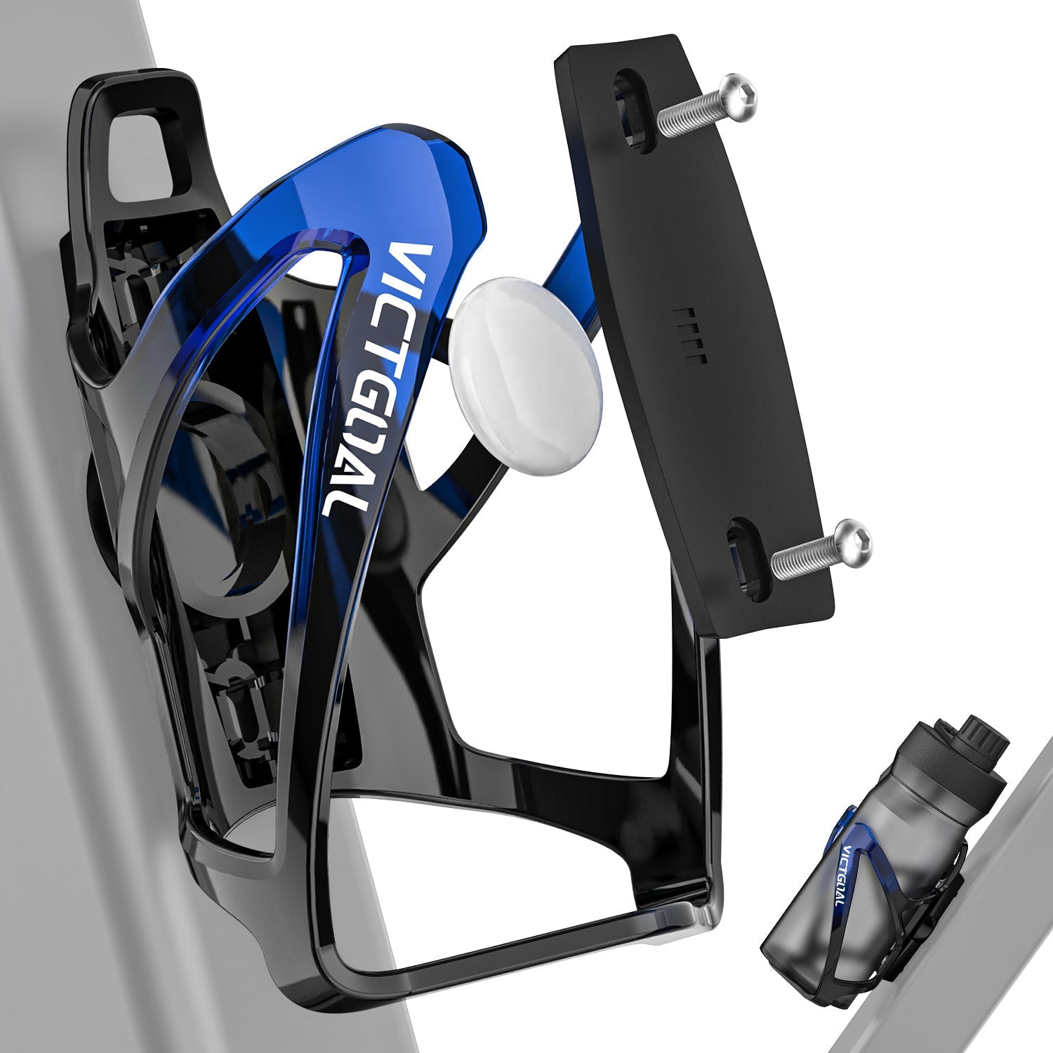 VICTGOAL Bicycle Water Bottle Holder for Airtag Bike Mount Hidden Waterproof Anti-Theft Tracker Case for Road Mountain Bikes Bottles Cage (BlackBlue