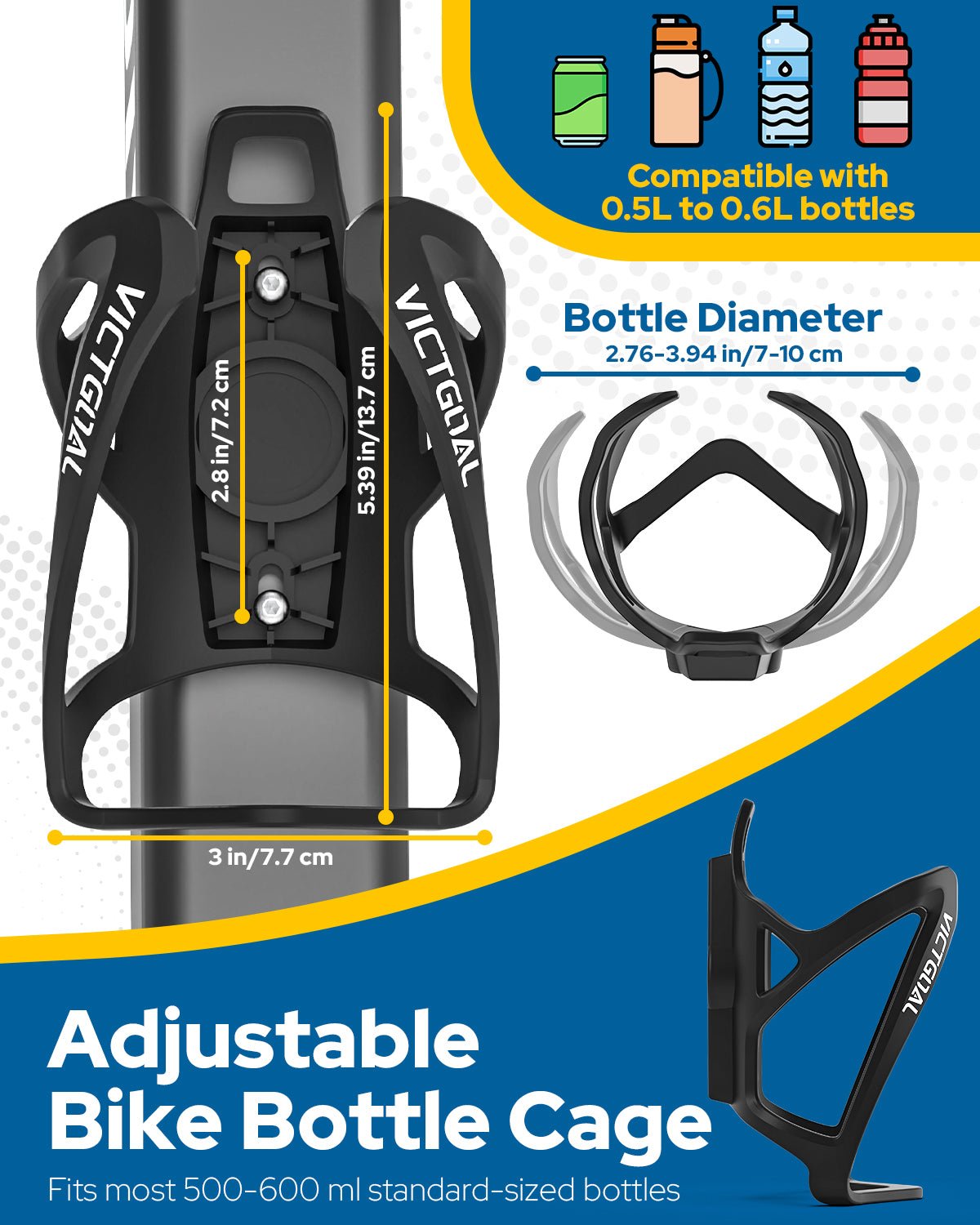 VICTGOAL bicycle bottle cage with AirTag-compatible mount