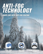 Winter snow goggles for skiing, snowboarding and mountain visibility