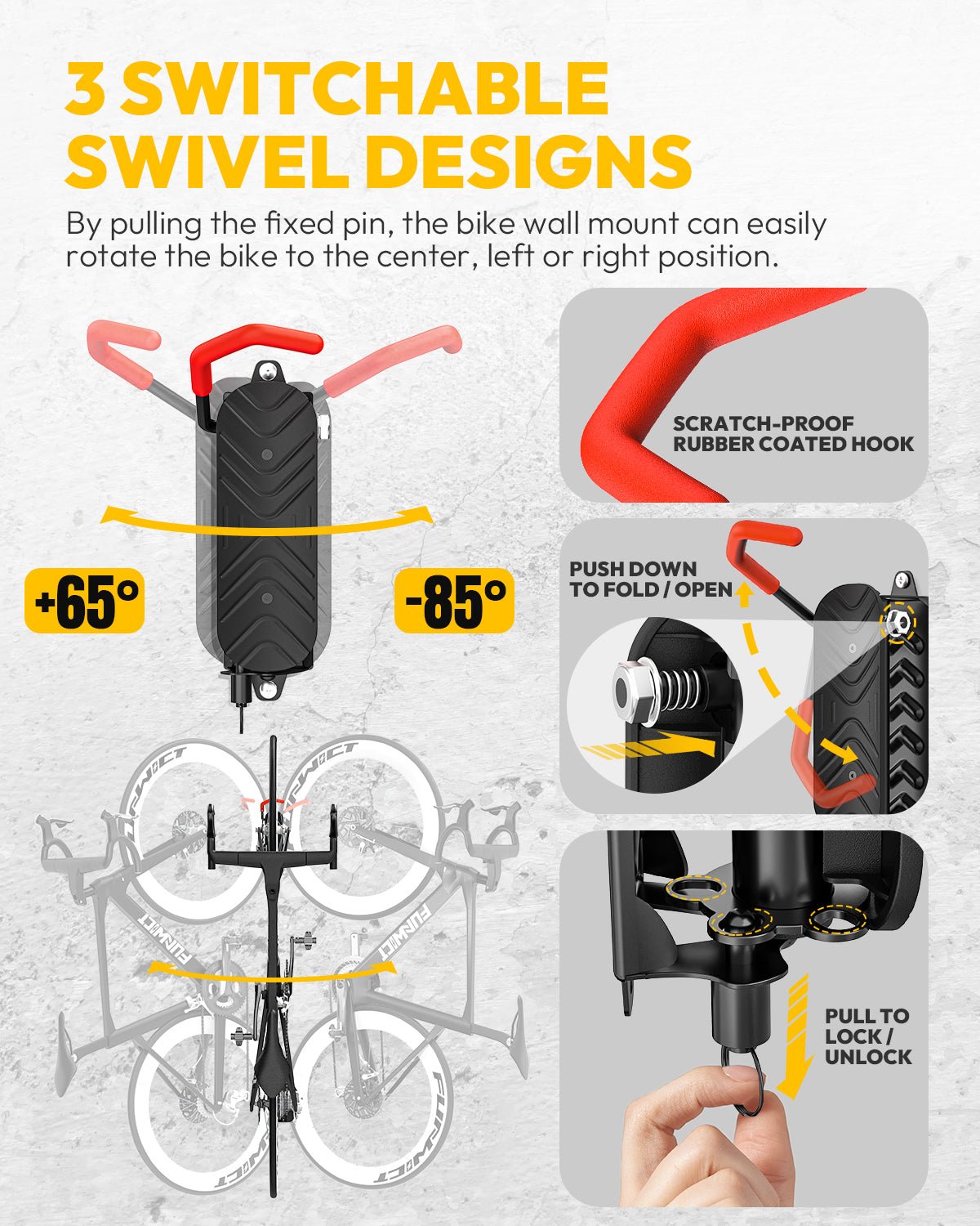 Swivel indoor bike stand for road, MTB and e-bike storage