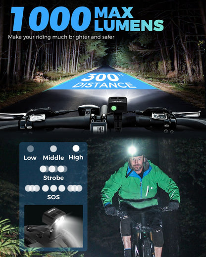 Ultra Bike Light for Helmet & Handlebar Dual Beam 1000 Lumen Lights VICTGOAL accessories adultshelmets helmets