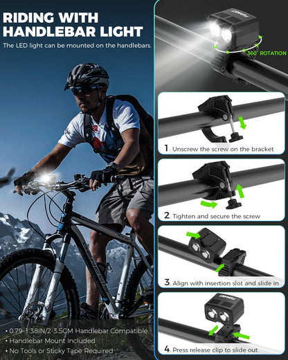 Ultra Bike Light for Helmet & Handlebar Dual Beam 1000 Lumen Lights VICTGOAL accessories adultshelmets helmets