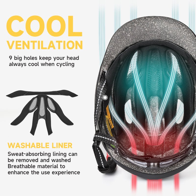 E-bike commuter helmet with integrated rear visibility light