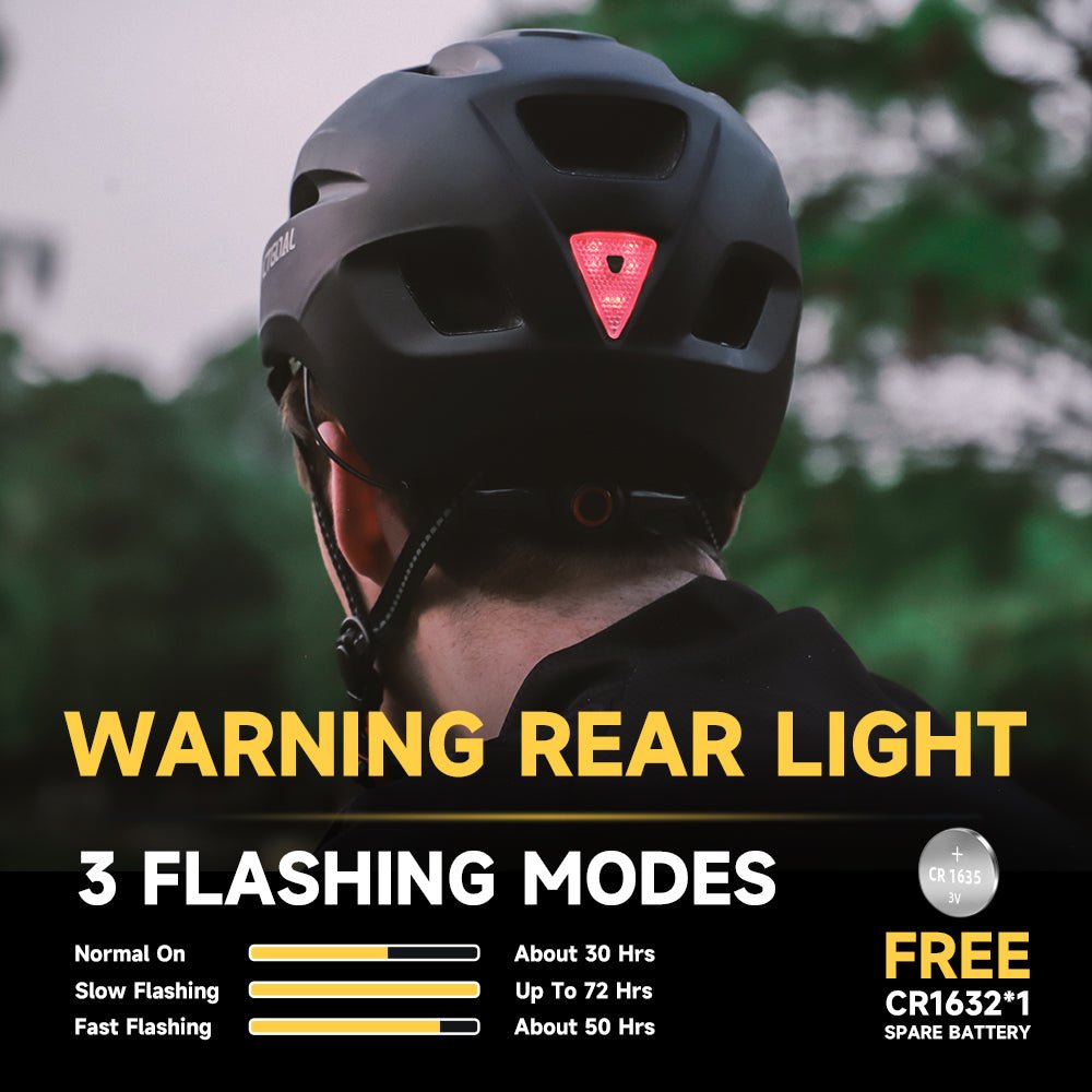 Adult bike helmet with rear safety light for city commuting