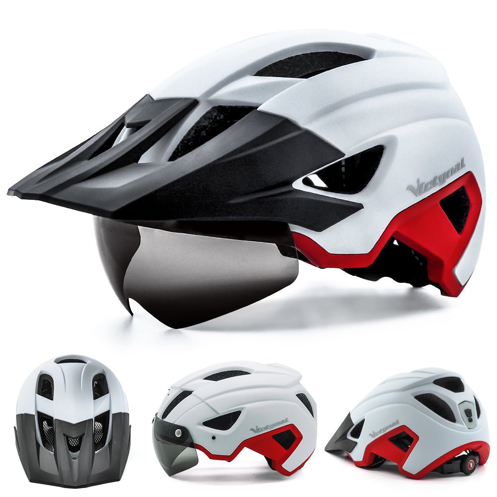 USB Goggles Bicycle Helmet With Visor LED Rear Light Ultra Adults Helmets VICTGOAL adultshelmets helmets pick