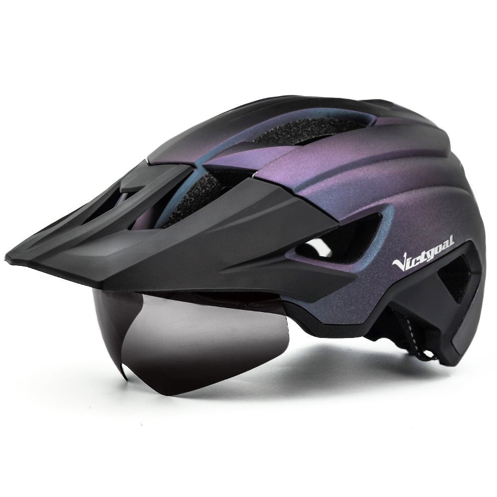 VICTGOAL USB goggles bike helmet with visor and LED rear light
