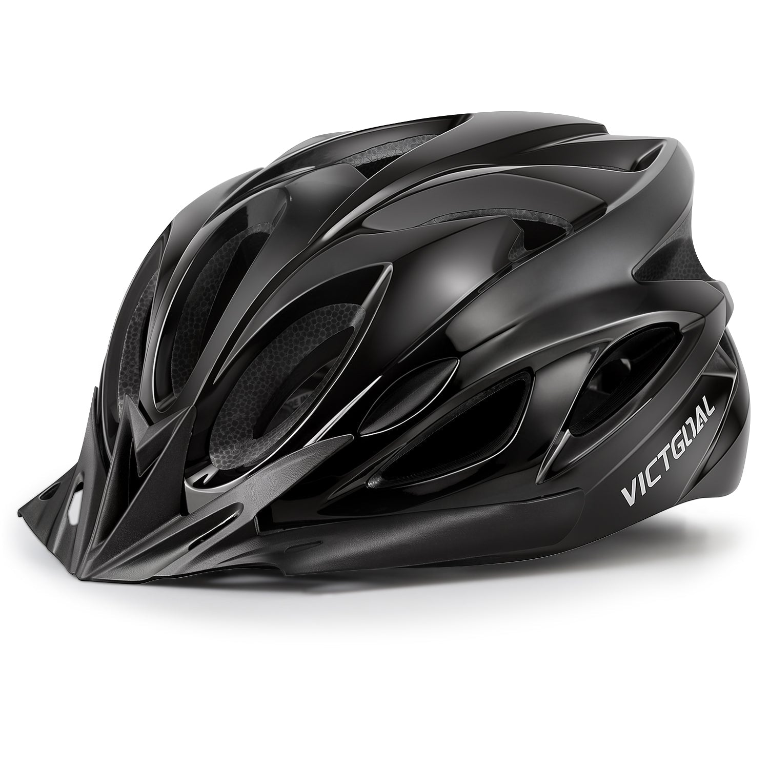 Black vented VICTGOAL bike helmet, side view