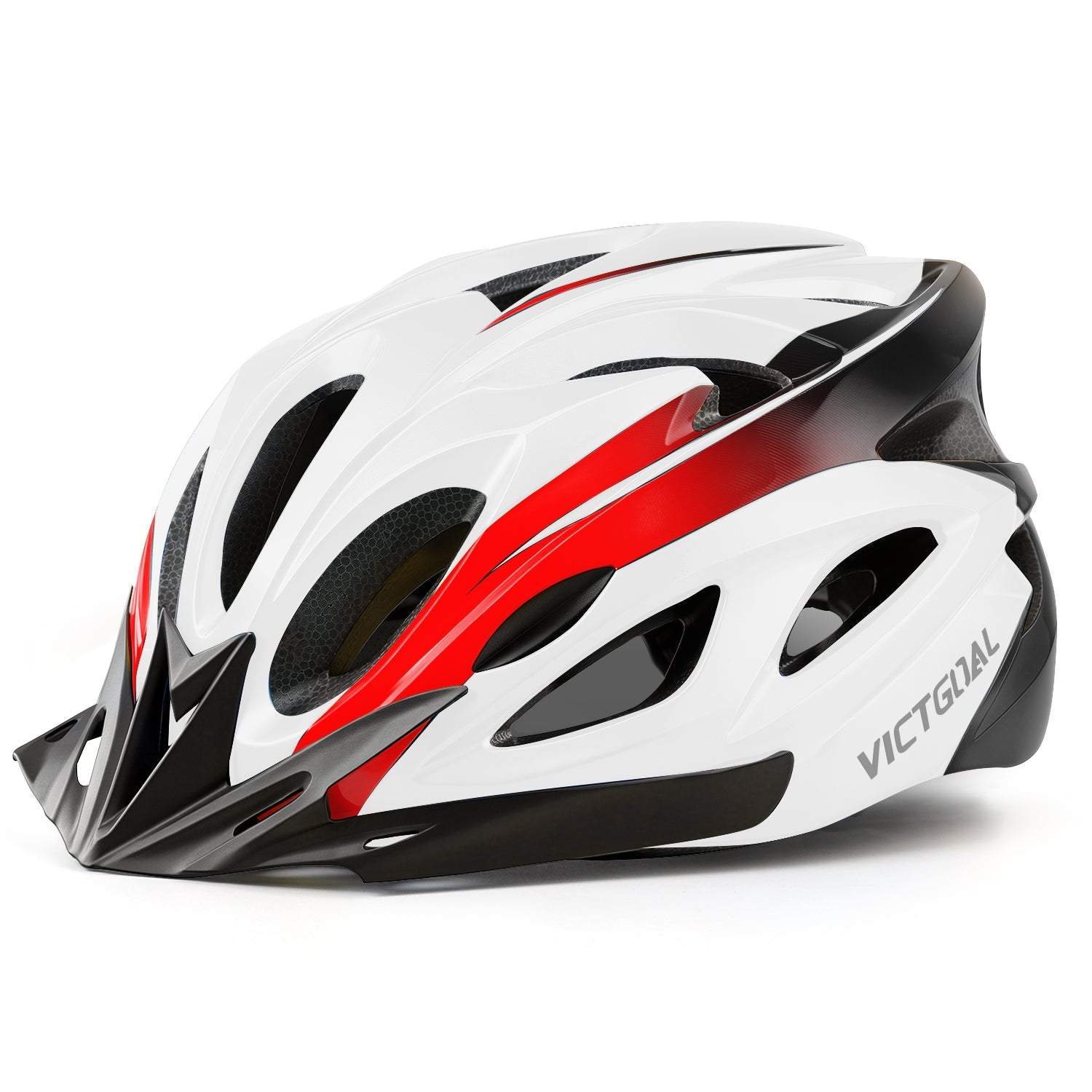 White and red VICTGOAL bike helmet, side view