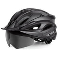 Black VICTGOAL bike helmet with large tinted shield, side view