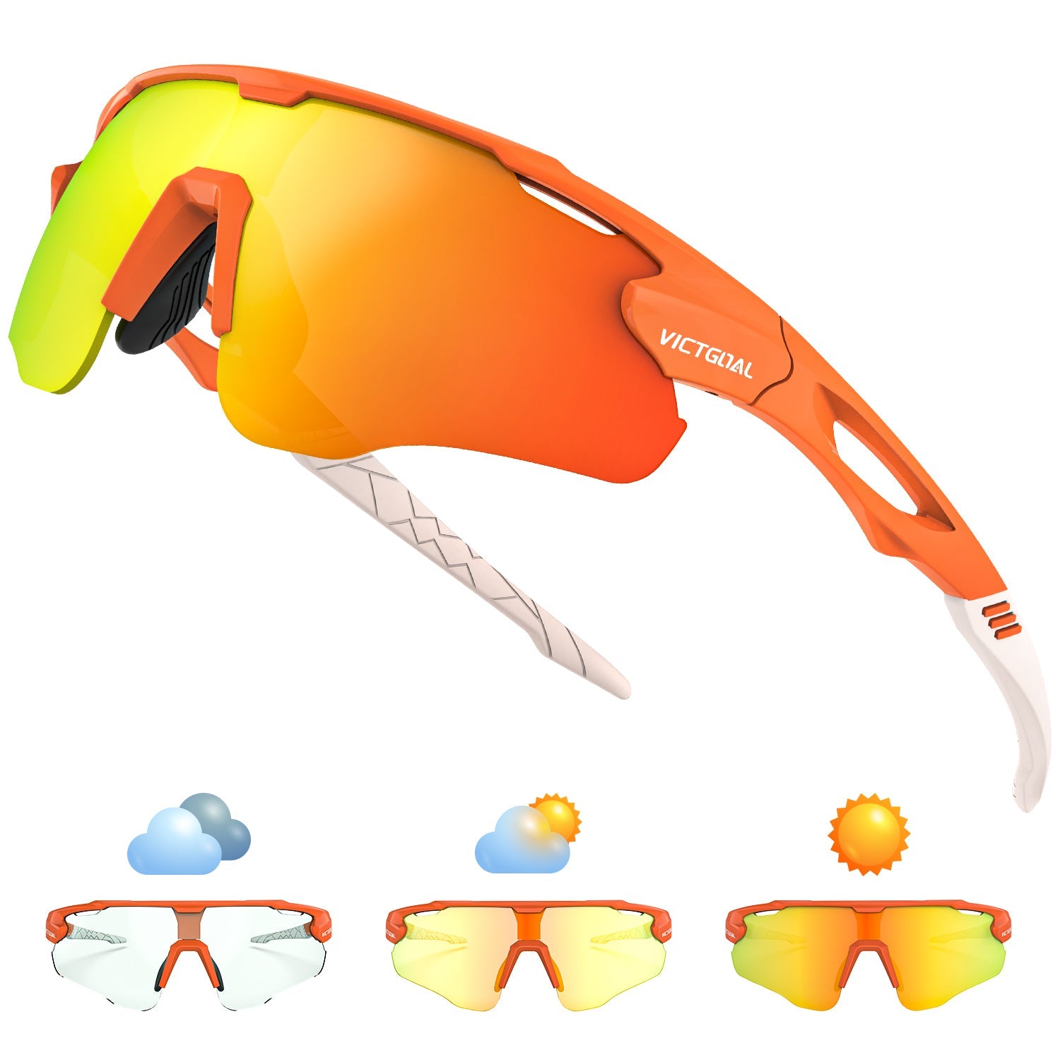 VICTGOAL Cycling Glasses Photochromic Sunglasses for Men Women TR90 Frame Glasses with UV Protection MTB Glasses for Cycling VICTGOAL