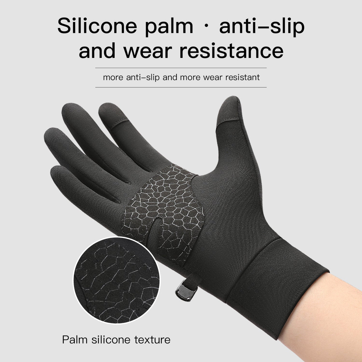 Warm cycling gloves back panel and cuff view