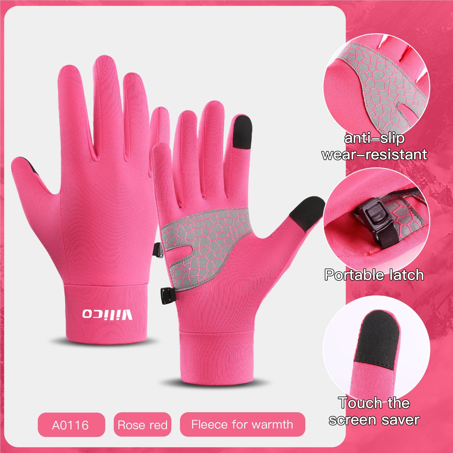 Warm gloves side profile for cycling and running
