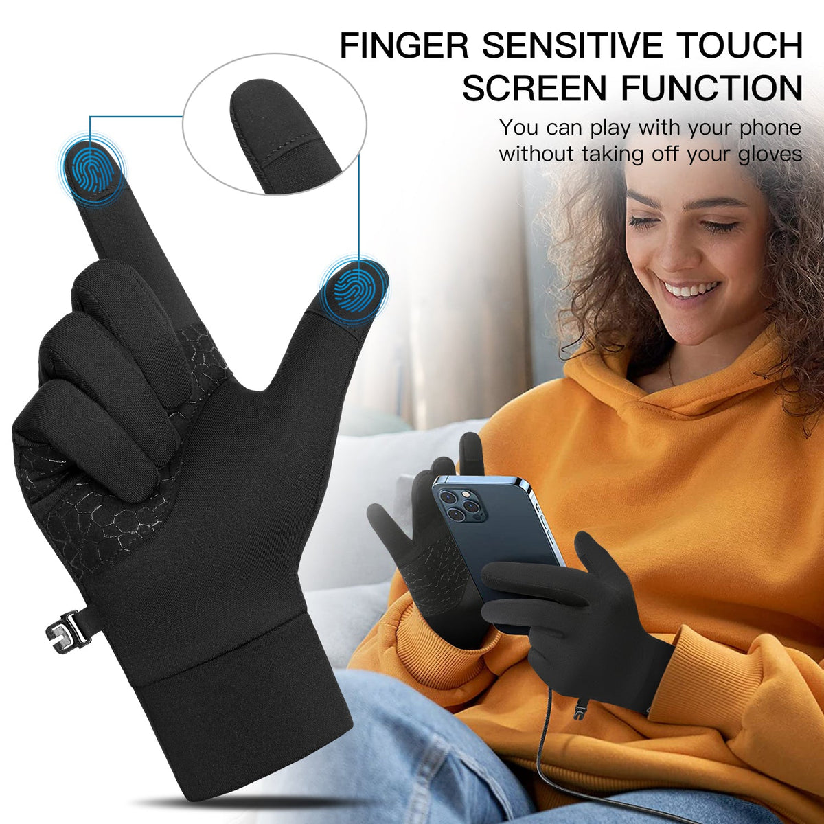 Full-finger warm gloves for commuting, running and bike rides