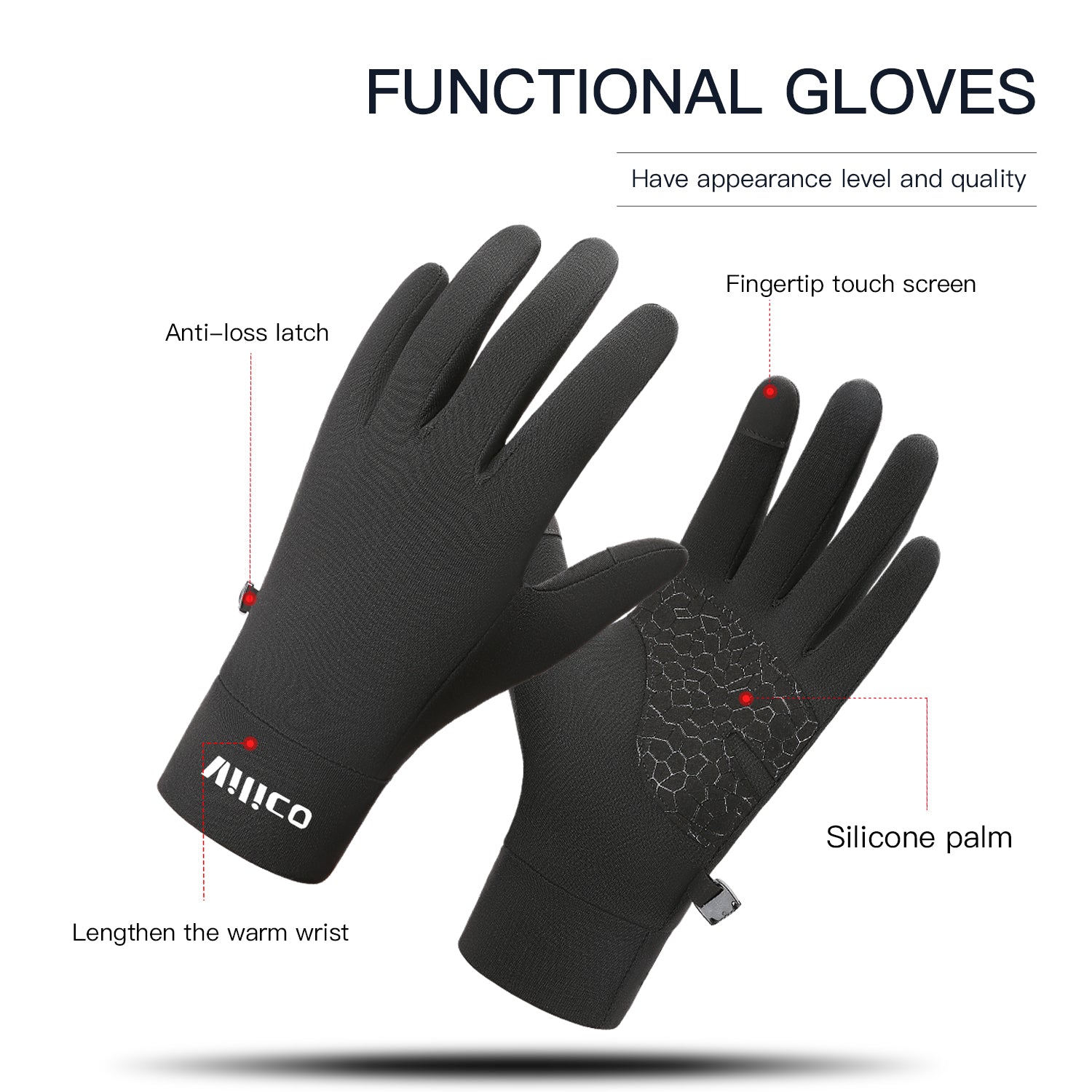 warm bicycle gloves Full Finger Winter Gloves Warm MAX for Running,Cycling & Driving Green / M