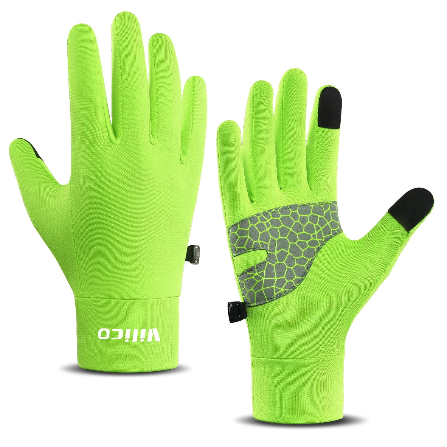 Warm Full Finger Winter Gloves for Running and Cycling Green / M