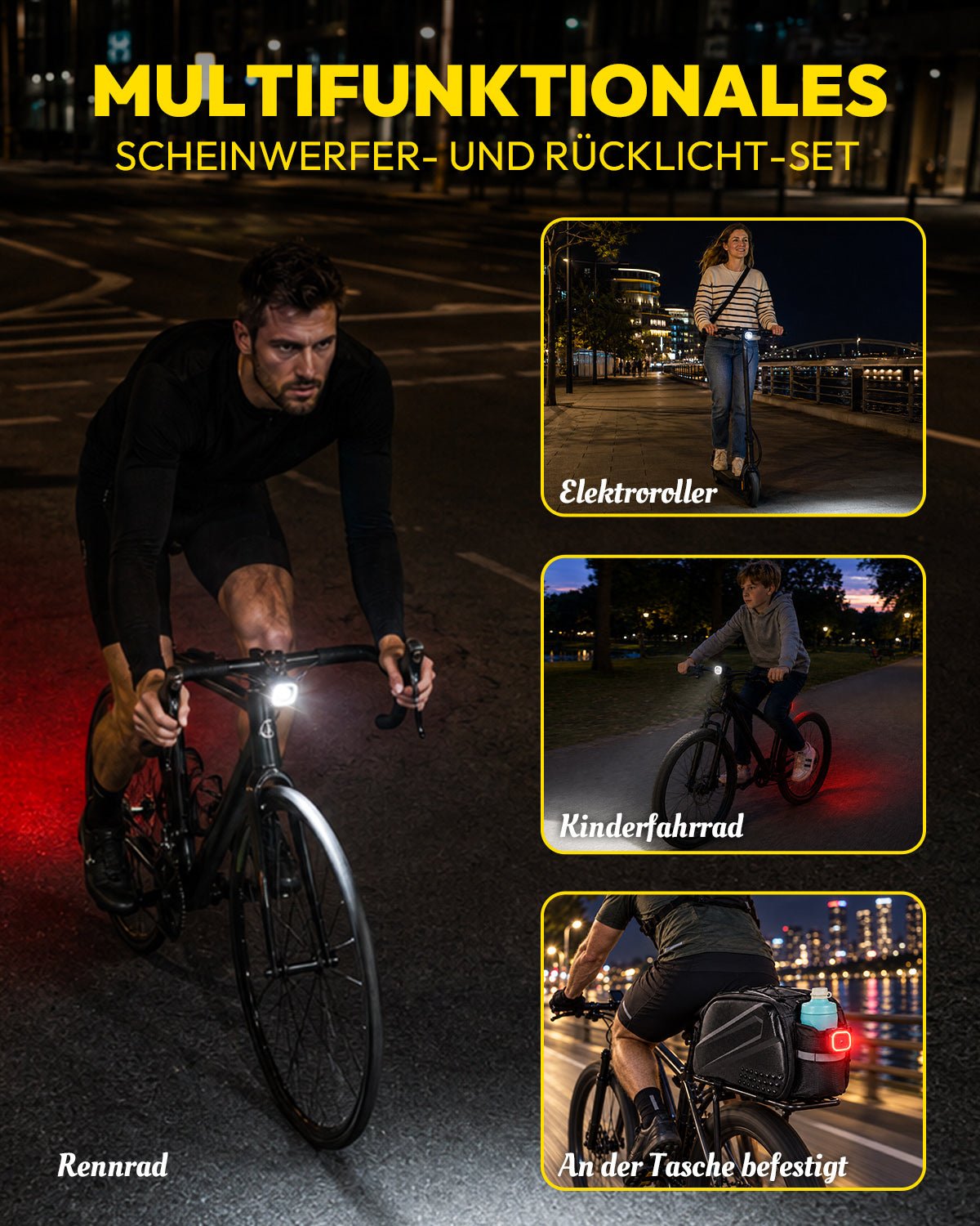 VICTGOAL StVZO Approved Bike Lights Set VA036 Lights VICTGOAL accessories bicycle headlight bicycle tail light