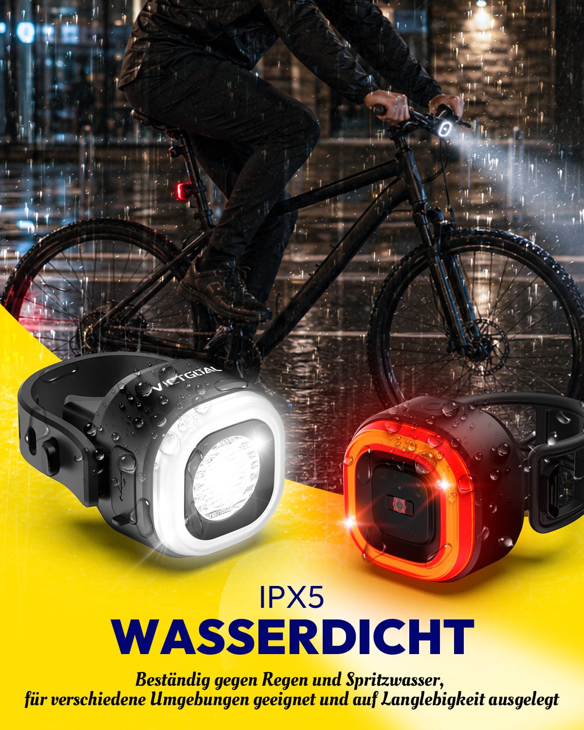 VICTGOAL StVZO Approved Bike Lights Set VA036 Lights VICTGOAL accessories bicycle headlight bicycle tail light