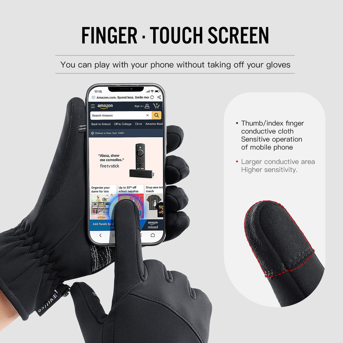 Waterproof full-finger gloves for winter commutes and active use