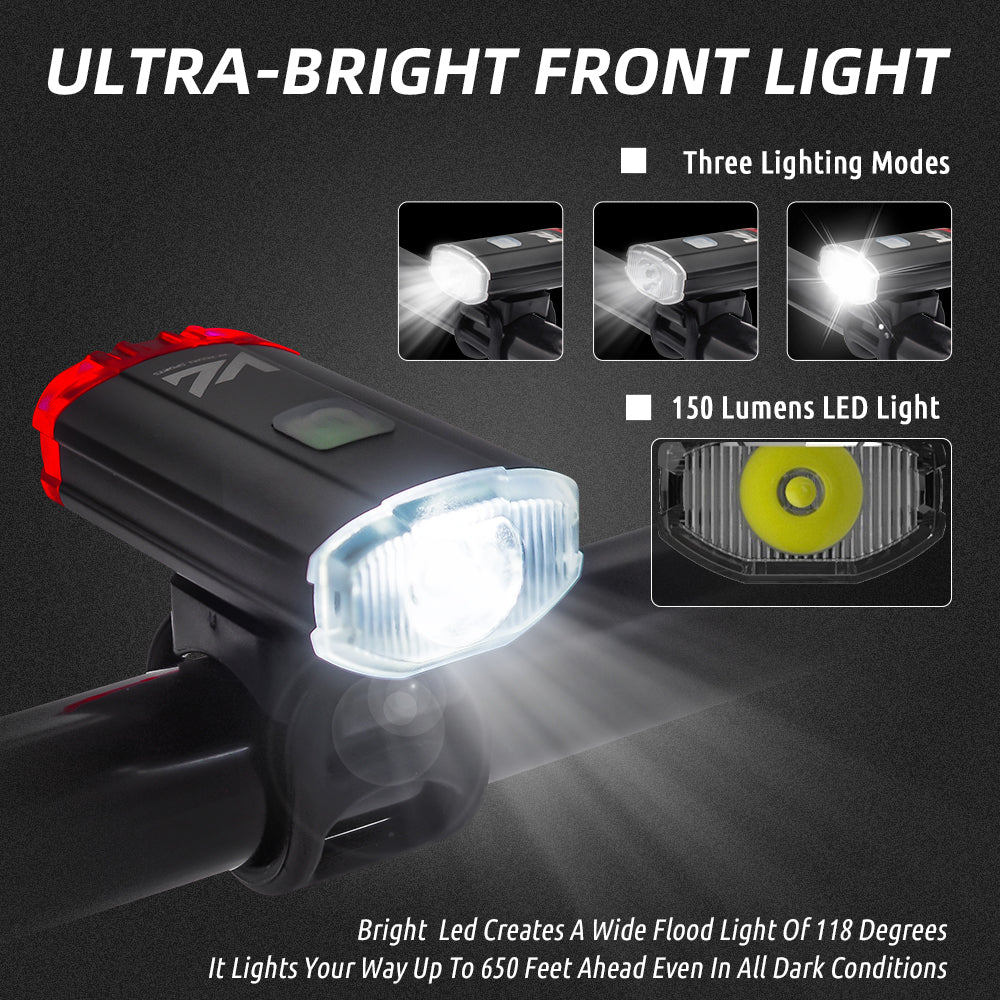 USB rechargeable bike light for front and rear visibility