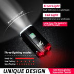 Bike helmet and handlebar light with front and rear modes
