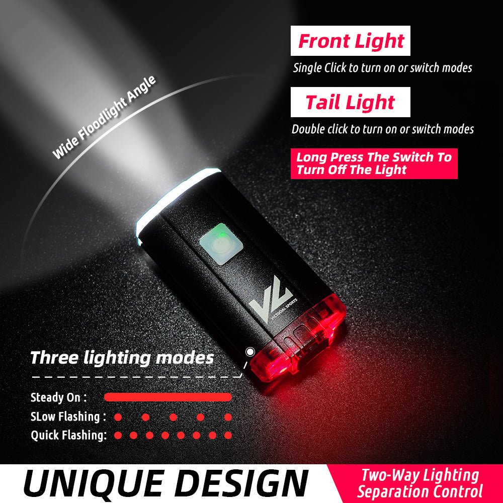 Bike helmet and handlebar light with front and rear modes