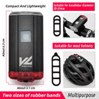 USB rechargeable front and rear bike light mounting detail