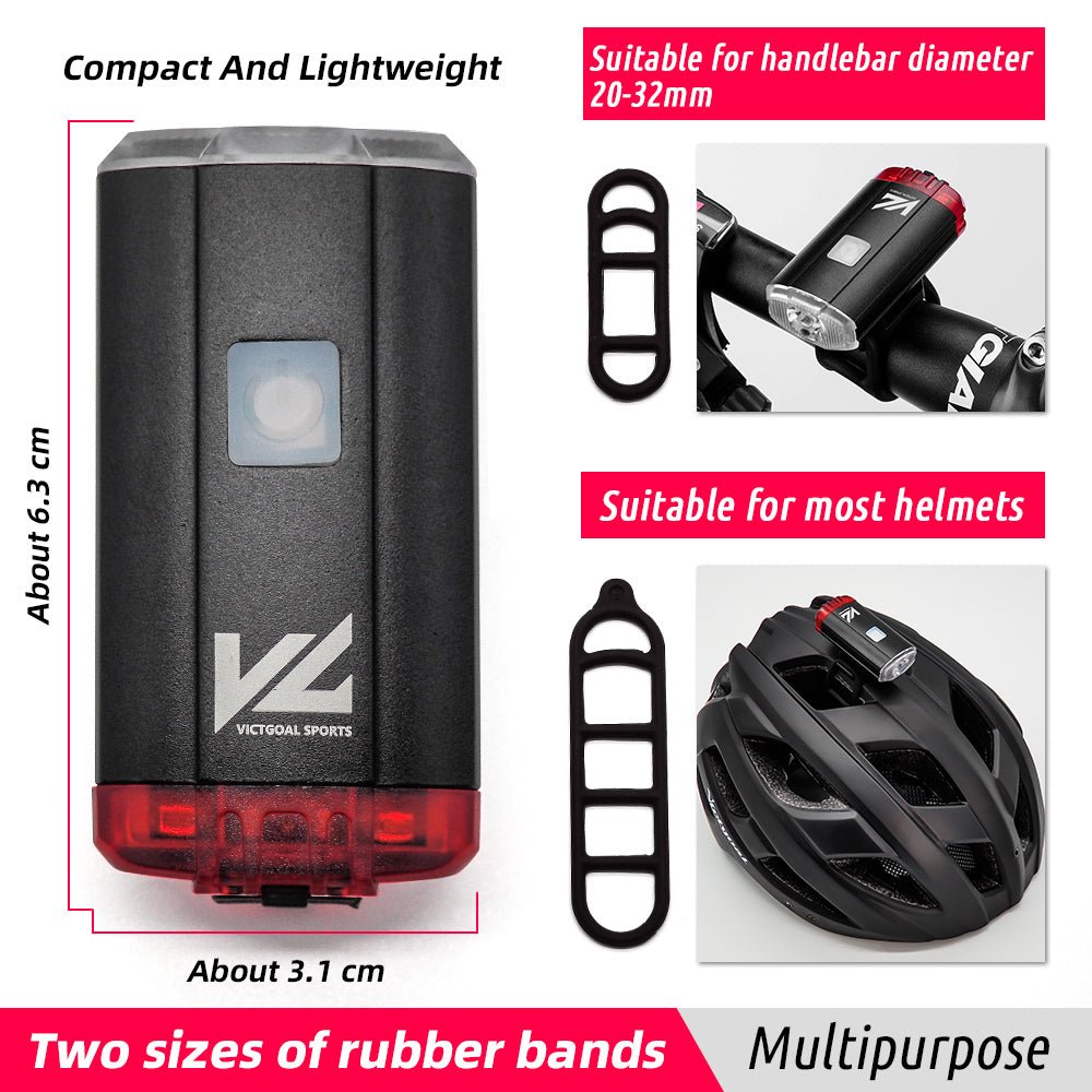 USB rechargeable front and rear bike light mounting detail