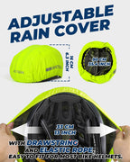 Rain cover fitted over cycling helmet