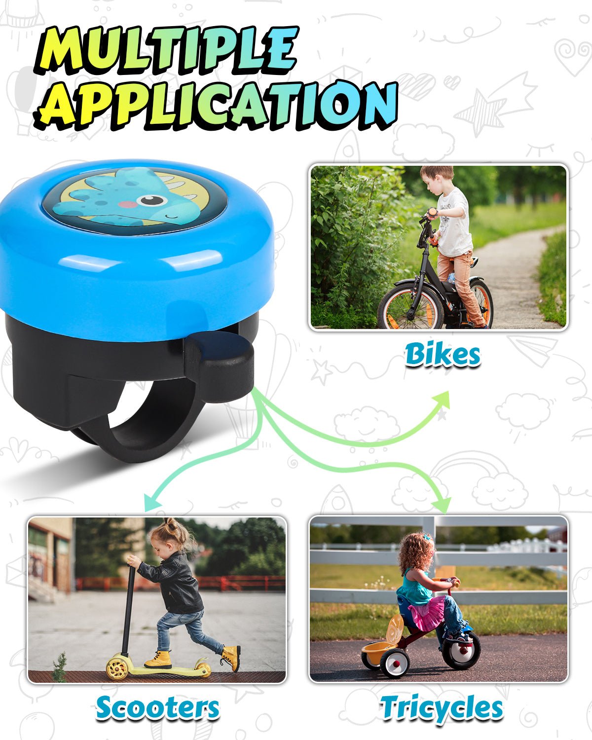 Cartoon Bicycle Bell Aluminum Bike Bell accessories VICTGOAL accessories kidshelmets tools