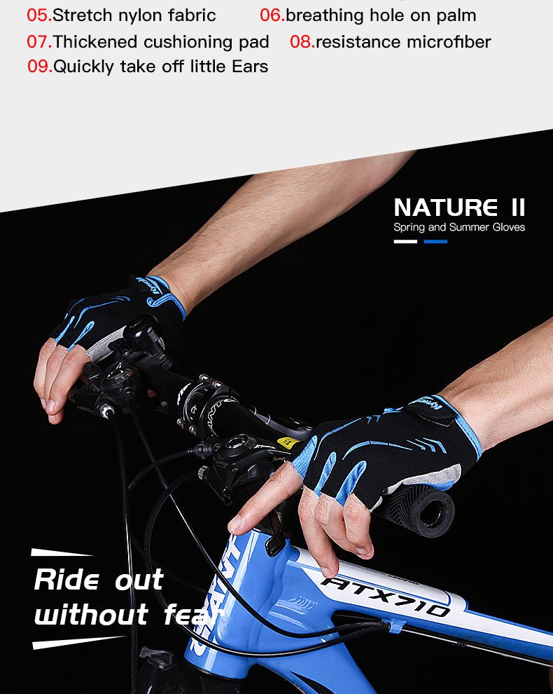 Anti-slip cycling glove palm grip view