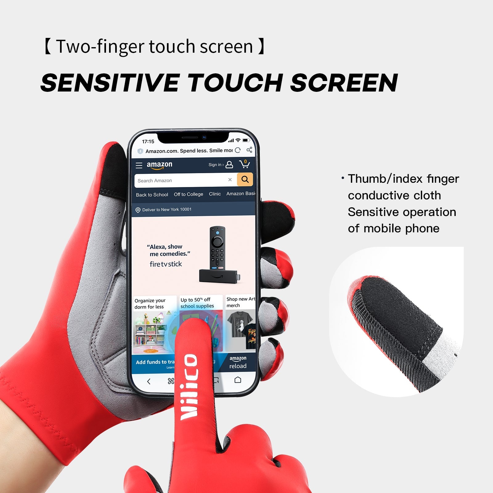 Full-finger bike gloves with padded palm for trail control