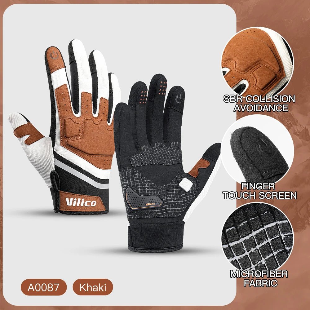 Full-finger cycling gloves breathable back panel