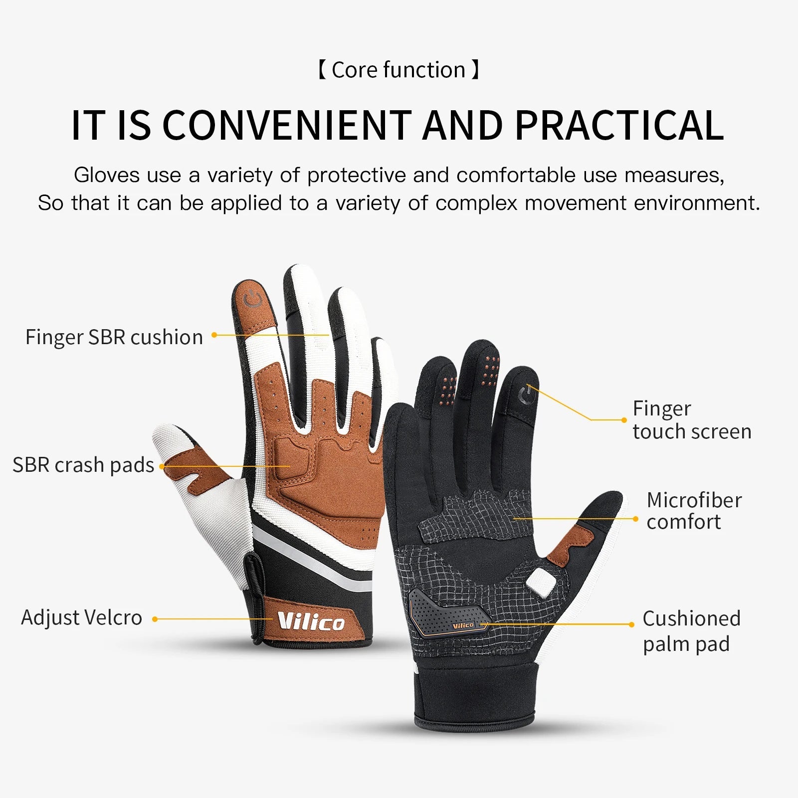 Padded full-finger bike gloves for road and MTB rides