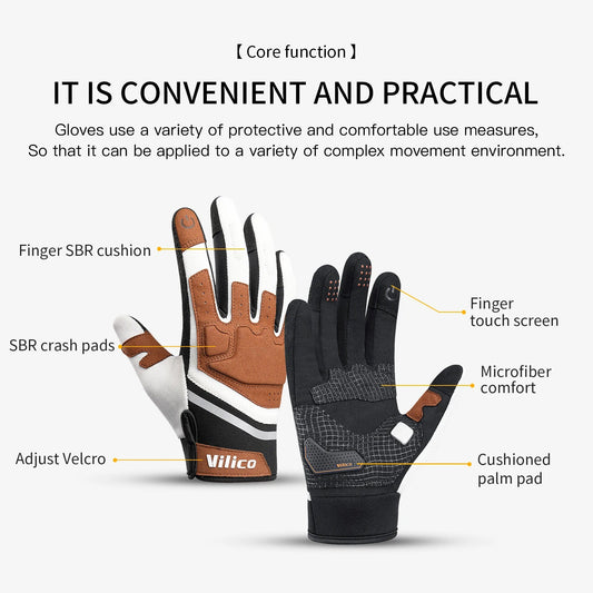 Full Finger Gel Padded Mens Cycling Gloves Gloves VICTGOAL gloves pick