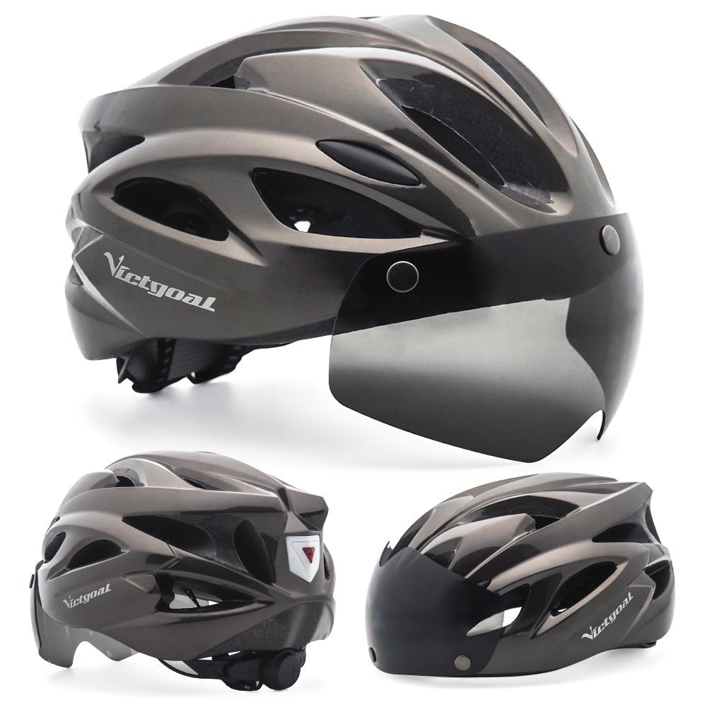 Bike helmet with cheap visor and light