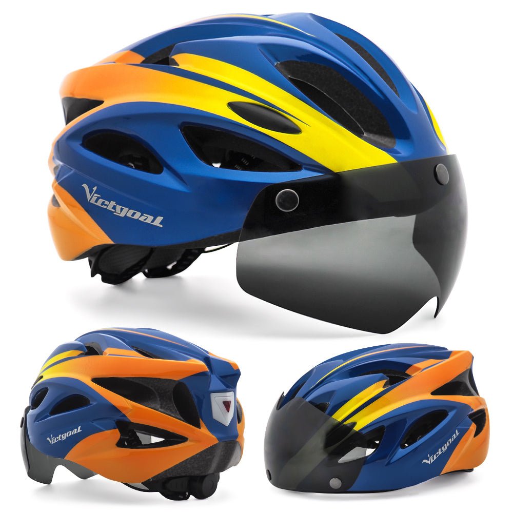 Goggle Bike Helmet w/ LED Rear Light For Cycling & E-bikers Adults Helmets VICTGOAL adultshelmets helmets