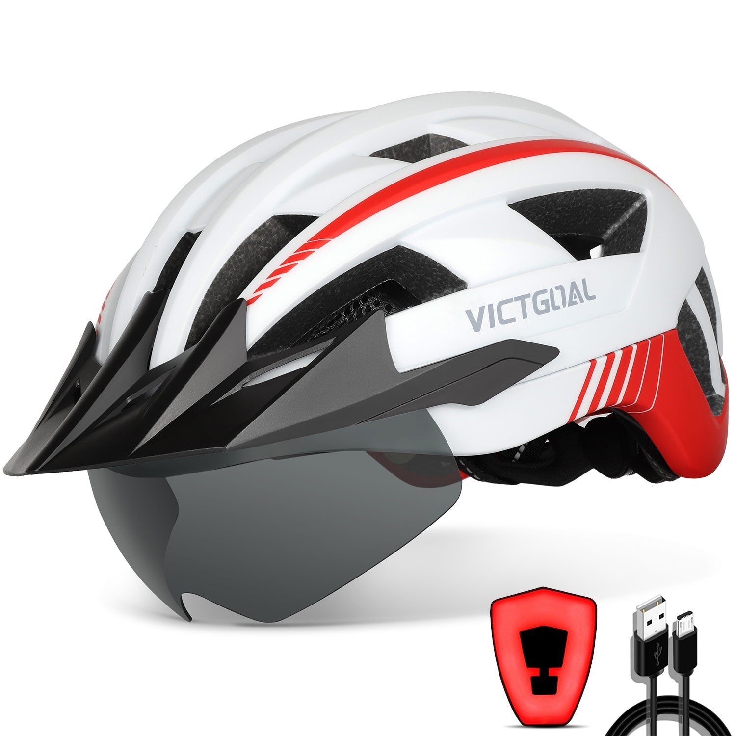 Adult bicycle helmet rear light mounting detail