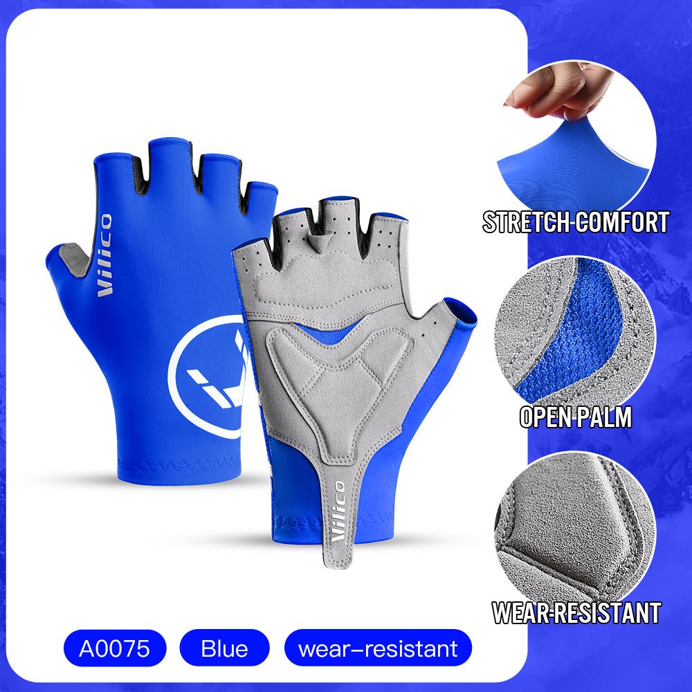 Half-finger riding gloves construction detail